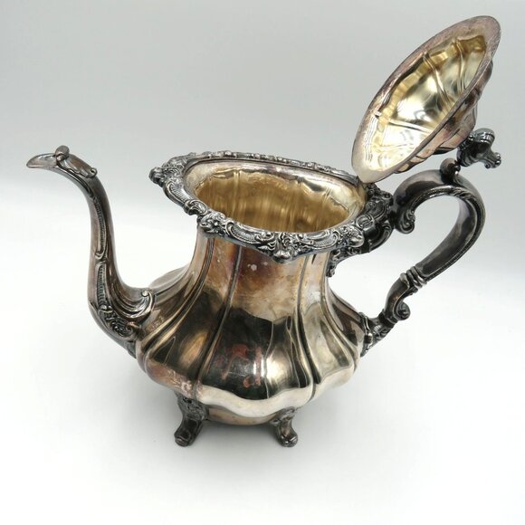 Vintage Gorham Silverplate Teapot YC1601 Rosewood Hinged Lid Footed Base - Picture 8 of 11